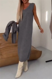 Camel Turtleneck Long Sleeve Tops and Vest Dress Fall Winter Sweater Two Pieces Sets