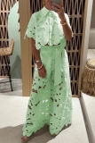 White Vacation Cut Out Buttons Turndown Collar Half Sleeve Tops and Belted Wide Leg Pants Two Pieces Sets