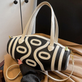 Black Casual Football Shaped Zipper Contrast Crossbody Clutch Bags