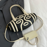 Black Casual Football Shaped Zipper Contrast Crossbody Clutch Bags