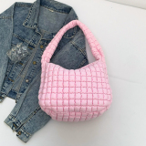 Pink Casual Daily Outing Dating Zipper 3D Textured Clutch Shoulder Bags Handbags