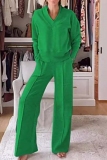 Wine Red Loose Casual V Neck Long Sleeve Sweatshirt and Wide Leg Pants Two Pieces Matching Sets