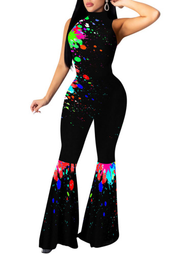 The ink purple street Coloured drawing Sleeveless O Neck Jumpsuits