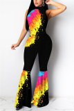 The ink purple street Coloured drawing Sleeveless O Neck Jumpsuits