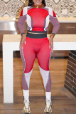 Yellow Skinny Sportwear Casual Contrast Turtleneck Long Sleeve Tops and Pants Two Pieces Sweatsuits Sets
