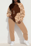 Red Sportwear Casual Figure Print Round Neck Long Sleeve Sweatshirt and Pants Two Pieces Sweatsuit Sets