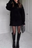 White Knitted Casual Round Neck Long Sleeve Tops and A-line Mini Skirts Sweater Two Pieces Sets