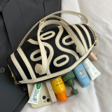 Black Casual Football Shaped Zipper Contrast Crossbody Clutch Bags