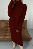 Camel Turtleneck Long Sleeve Tops and Vest Dress Fall Winter Sweater Two Pieces Sets