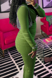 Blue Sportwear Pocket Zipper Collar Long Sleeve Jacket and Flare Leg Pants Two Pieces Sweatsuits Sets