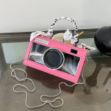 Light Pink Casual Camera Shaped Chains Rectangular Crossbody Clutch Bags Handbag