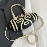 Black Casual Football Shaped Zipper Contrast Crossbody Clutch Bags