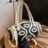Black Casual Football Shaped Zipper Contrast Crossbody Clutch Bags