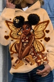 Rose Red Figure Print Long Sleeve Fall Winter Hoodie Womens Sweatshit