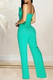 Red Party Club Formal Sexy Casual Backless Strapless Bodycon Straight Leg Tube Jumpsuits