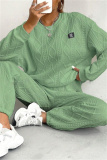 Pink Sportwear Casual Round Neck Long Sleeve Sweatshirt And Sweatpants Fall Winter Two Pieces Sets