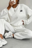 Pink Sportwear Casual Round Neck Long Sleeve Sweatshirt And Sweatpants Fall Winter Two Pieces Sets