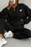 Pink Sportwear Casual Round Neck Long Sleeve Sweatshirt And Sweatpants Fall Winter Two Pieces Sets