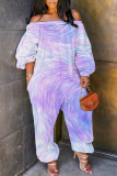White Loose Casual Abstract Floral Butterfly Print Off Shoulder Long Sleeve Overall Jumpsuits