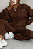 Pink Sportwear Casual Round Neck Long Sleeve Sweatshirt And Sweatpants Fall Winter Two Pieces Sets