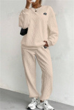 Pink Sportwear Casual Round Neck Long Sleeve Sweatshirt And Sweatpants Fall Winter Two Pieces Sets