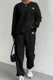 Pink Sportwear Casual Round Neck Long Sleeve Sweatshirt And Sweatpants Fall Winter Two Pieces Sets