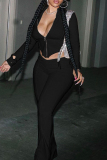 Grey Sportwear Skinny Casual Zip-up Stand Collar Long Sleeve Jacket and Flare Leg Pants Two Pieces Sweatsuits Sets
