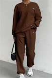 Pink Sportwear Casual Round Neck Long Sleeve Sweatshirt And Sweatpants Fall Winter Two Pieces Sets