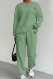 Pink Sportwear Casual Round Neck Long Sleeve Sweatshirt And Sweatpants Fall Winter Two Pieces Sets
