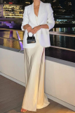 White Elegant Turn-back Collar Long Sleeve Outerwear Blazer Suit Jacket