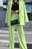Brown Office Lady Business Turn-back Collar Long Sleeve Casual Suit and Wide Leg Pants 2 Piece Set