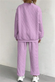 Pink Sportwear Casual Round Neck Long Sleeve Sweatshirt And Sweatpants Fall Winter Two Pieces Sets