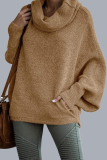 Light Grey Loose Casual Pocket Scarf Collar Long Batwing Sleeve Fall Winter Sweater Tops