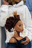 Orange Casual Figure Floral Butterfly Print Basic Hooded Long Sleeve Fall Winter Tops Sweatshirts