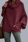 Light Grey Loose Casual Pocket Scarf Collar Long Batwing Sleeve Fall Winter Sweater Tops