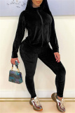 Green Sportwear Pleuche Casual Zipper Collar Long Sleeve Jacket and Pencil Pants Two Pieces Sweatsuist Sets