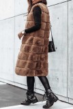 White Casual Sleeveless Cardigan Vest Outerwear Fall Winter Long Fur Waistcoat