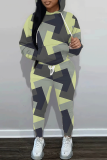 Black Brown Casual Abstract Print Hooded Long Sleeve Sweatshirt and Sweatpants Fall Winter Two Pieces Sweatsuits Sets