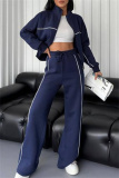 Apricot Sportwear Casual Stripe Zipper Collar Long Sleeve Jacket and Sweatpants Two Pieces Sweatsuits Sets