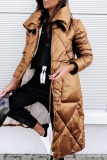 Blue Fall Winter Casual Zipper Stand Lapel Collar Long Padded Coats Outerwear