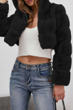 Camel Casual Faux Fur Cardigan Hooded Long Sleeve Fall Winter Short Outerwear Coats