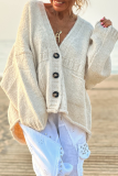 Green Deer Plush Casual Pocket Button up V Neck Long Sleeve Fall Winter Sweater Cardigans Outerwear Coats