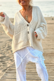 Green Deer Plush Casual Pocket Button up V Neck Long Sleeve Fall Winter Sweater Cardigans Outerwear Coats