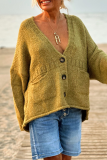 Green Deer Plush Casual Pocket Button up V Neck Long Sleeve Fall Winter Sweater Cardigans Outerwear Coats