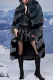 Faux Fur Casual Tiger Stripes Cardigan Turndown Collar Long Sleeve Fall Winter Long Cardigan Coats Outerwear