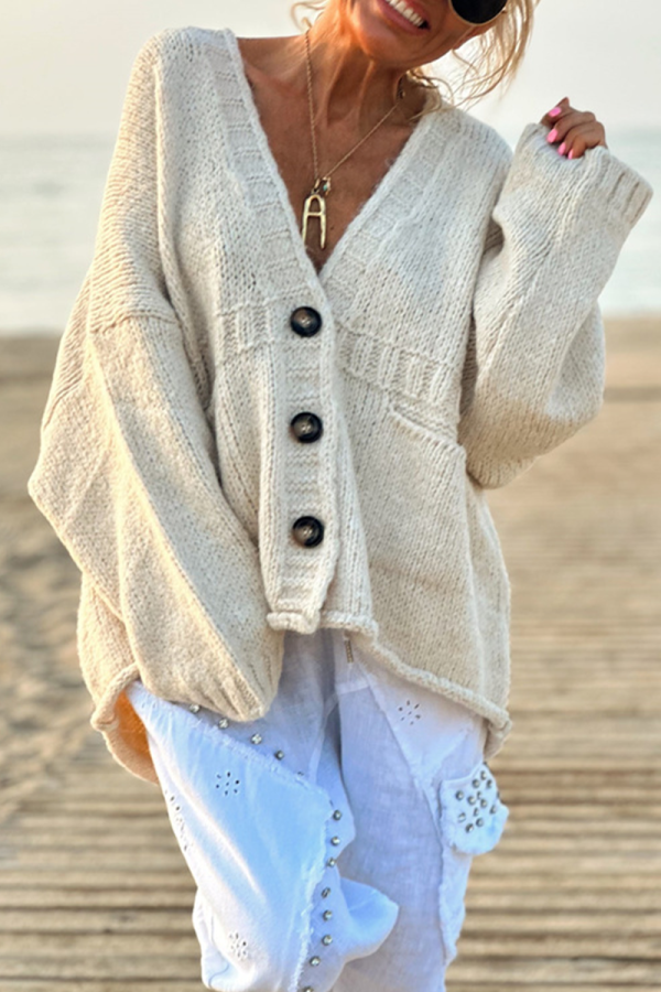Green Deer Plush Casual Pocket Button up V Neck Long Sleeve Fall Winter Sweater Cardigans Outerwear Coats