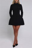 White Half A Turtleneck Long Sleeve Backless A Line Formal Party Office Wear Blazer Mini Dress