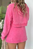 Light Blue Casual Hooded Long Sleeve Sweatshirt and Slit Skirts Two Pieces Dress Sets