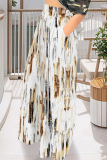 Brown Casual Houndstooth Leopard Print Flowers Stripe Pocket Contrast Loose High Waist Wide Leg Bottoms Pants
