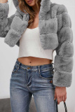 Camel Casual Faux Fur Cardigan Hooded Long Sleeve Fall Winter Short Outerwear Coats